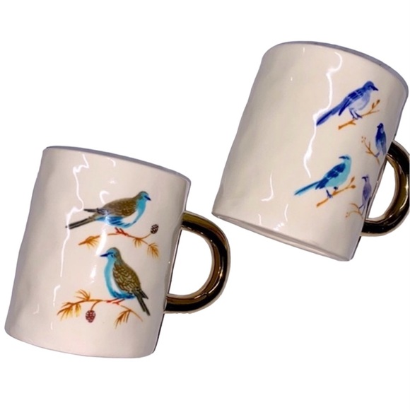 Angela Staehling by Magenta ceramic mug set 2 turtle doves 4 calling birds - Picture 1 of 4